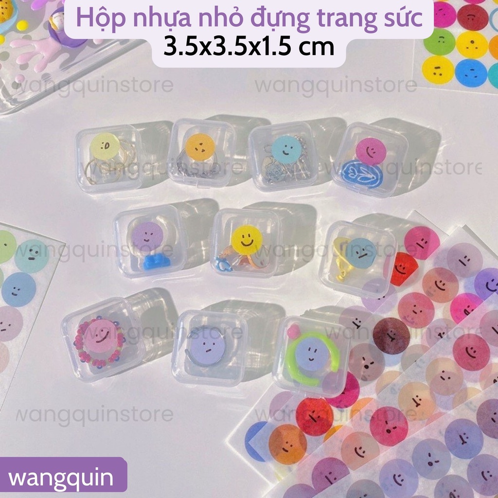 Hộp Nhựa Nhỏ Trong Suốt Đựng Trang Sức Mini 3.5x3.5x1.5cm bỏ túi tiện lợi đựng phụ kiện nhỏ đựng trang sức nắp đậy chắc
