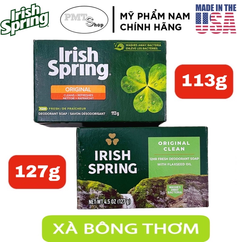 Xà bông thơm IRISH SPRING Orginal Clean Soap cục 127g , 113g , 104.8g diệt khuẩn, khử mùi