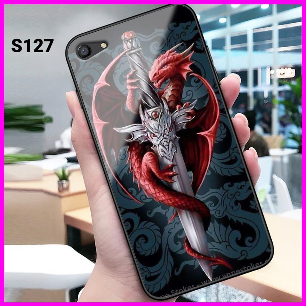 Ốp lưng kính cường lực dành cho Oppo F1S - A71 - A83 in hính rồng siêu ngầu