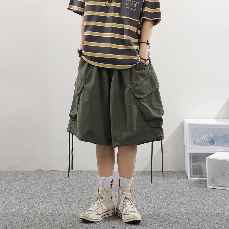 Quần Short Dáng Suông Rộng Nhiều Túi Phong Cách Hip Hop Đường Phố Cho Nam Size M-4XL