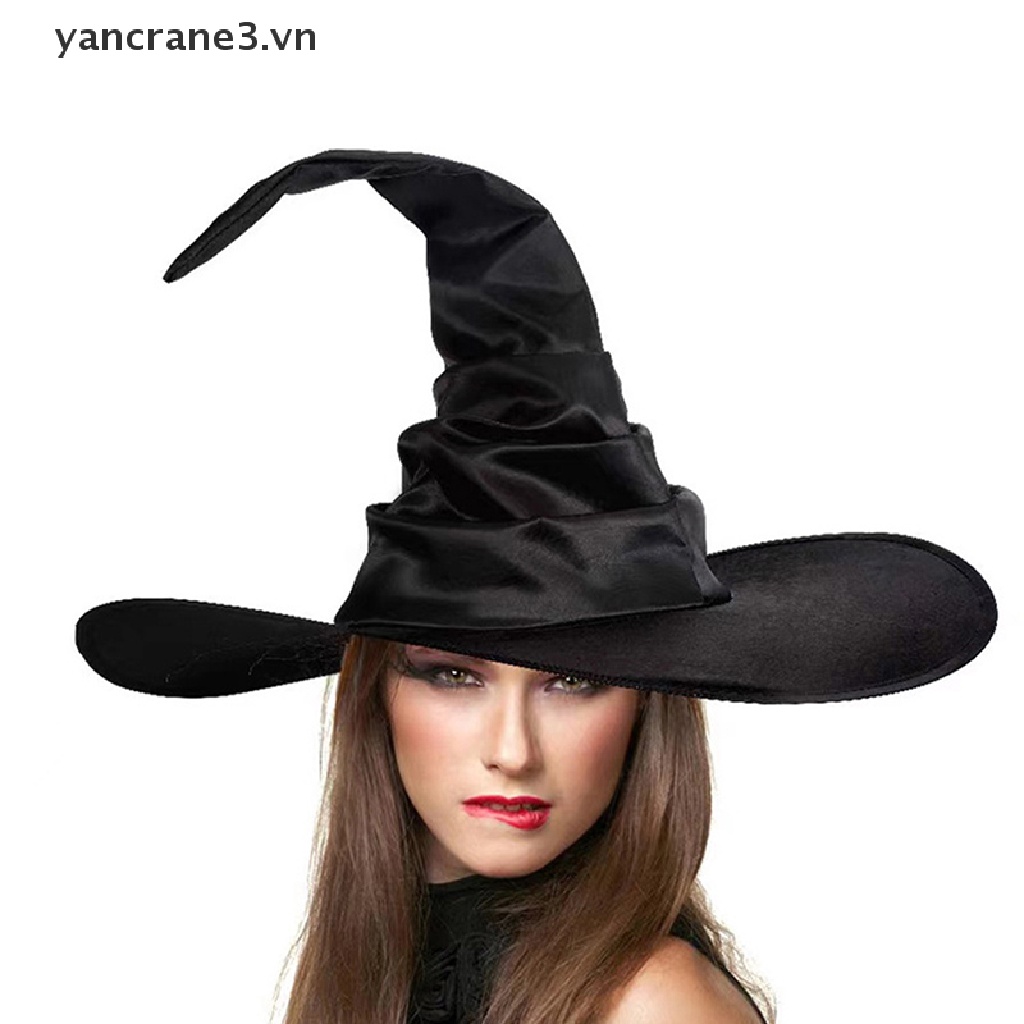 Mũ Phù Thủy Màu Đen Hóa Trang Halloween Góc Gập Unisex {yancrane3.vn}