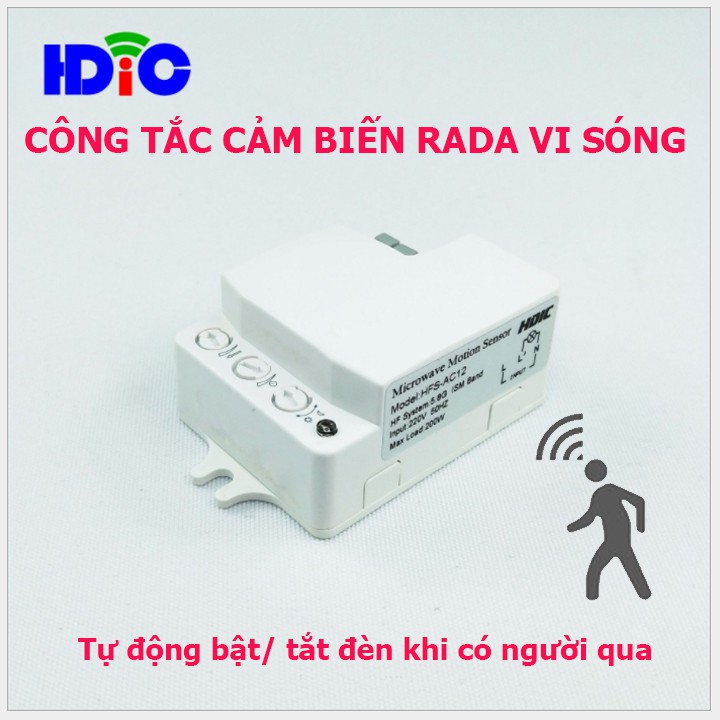 Bộ công tắc cảm biến chuyển động rada vi sóng 5.8Ghz bật tắt đèn khi có người qua