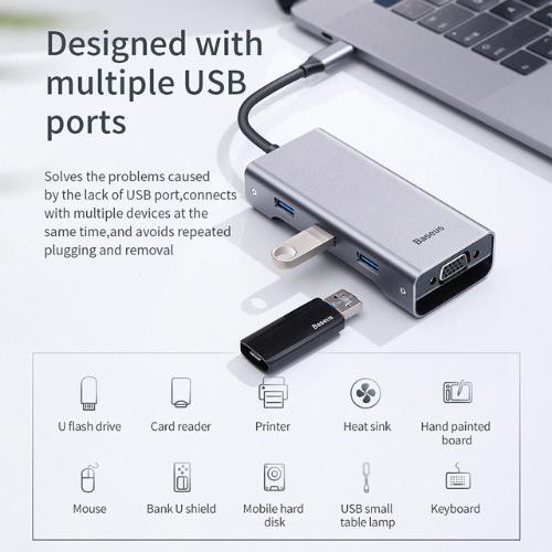 Bộ HUB Tỏa Nhiệt 7 Trong 1 Với Đầu Vào Tye C Truyền Tải Dữ Liệu Nhanh Chóng Cho Macbook Huawei Mate 20 Pro Samsung S9 10 | BigBuy360 - bigbuy360.vn