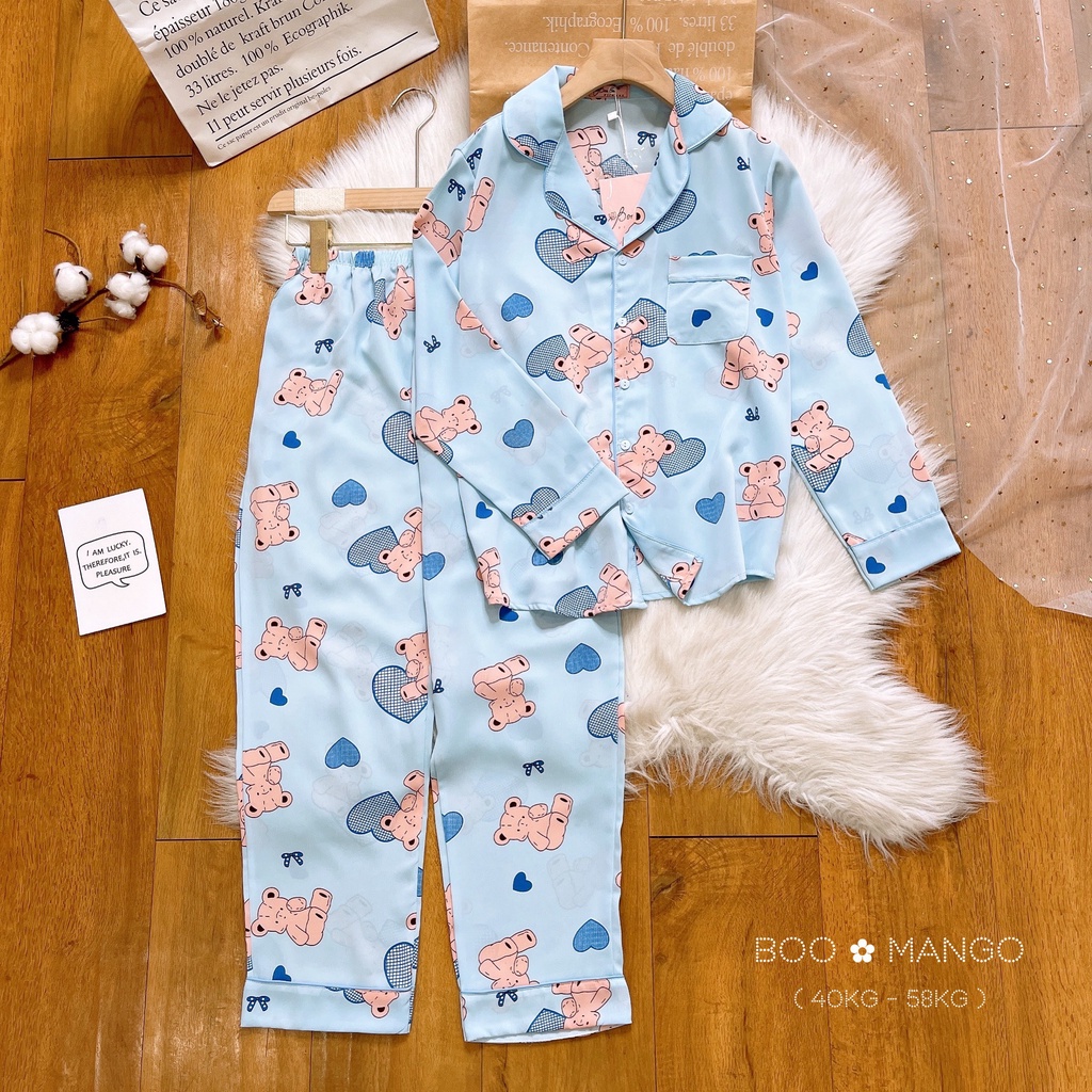 ĐỒ BỘ LỤA MANGO BOO BOO MẪU GẤU CUTE
