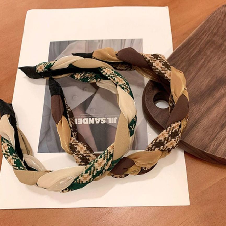 Băng Đô Cài Tóc Rửa Mặt Họa Tiết Houndstooth Cao Cấp Phong Cách Hàn Quốc 2022