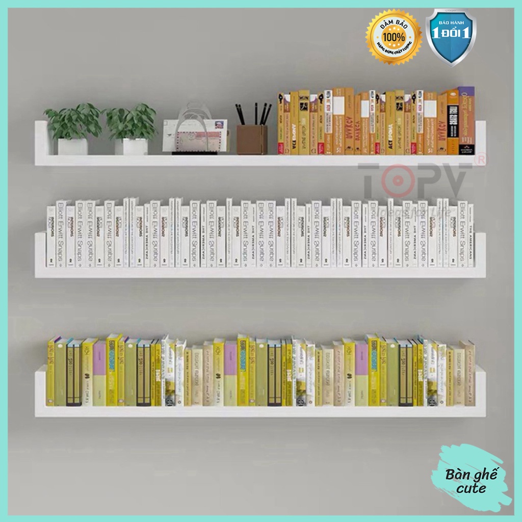 Giá sách gỗ kiêm decor chữ U TopV kệ sách để bàn treo tường để đựng đỡ kê vở cho bé nhỏ mini giá rẻ trắng Bàn ghế cute