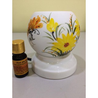 Đèn xông tinh dầu cảnh Hoa cúc vàng - tặng tinh dầu hoa hồng