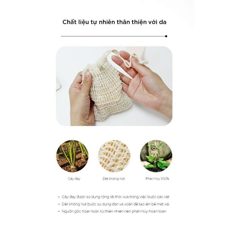 Túi lưới tạo bọt sợi Linen giúp tẩy da chết, thân thiện môi trường