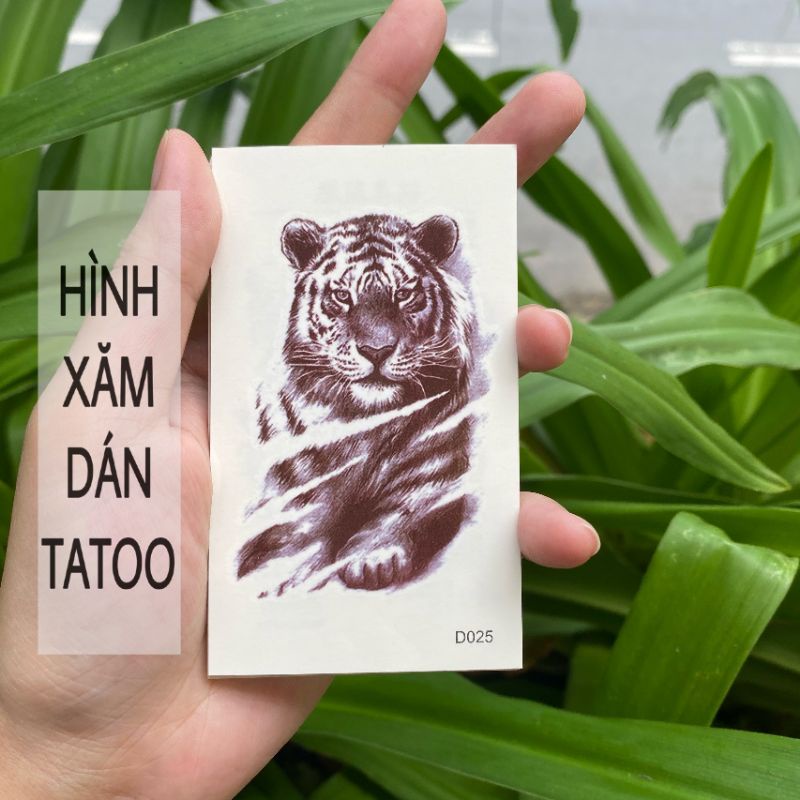 Hình xăm hổ vằn d25 size nhỏ &lt; 10x6cm. tatoo dán tạm thời