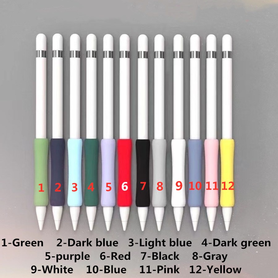 Vỏ bọc tay cầm bằng silicone 12 màu tùy chọn thích hợp cho Apple Pencil 1 2