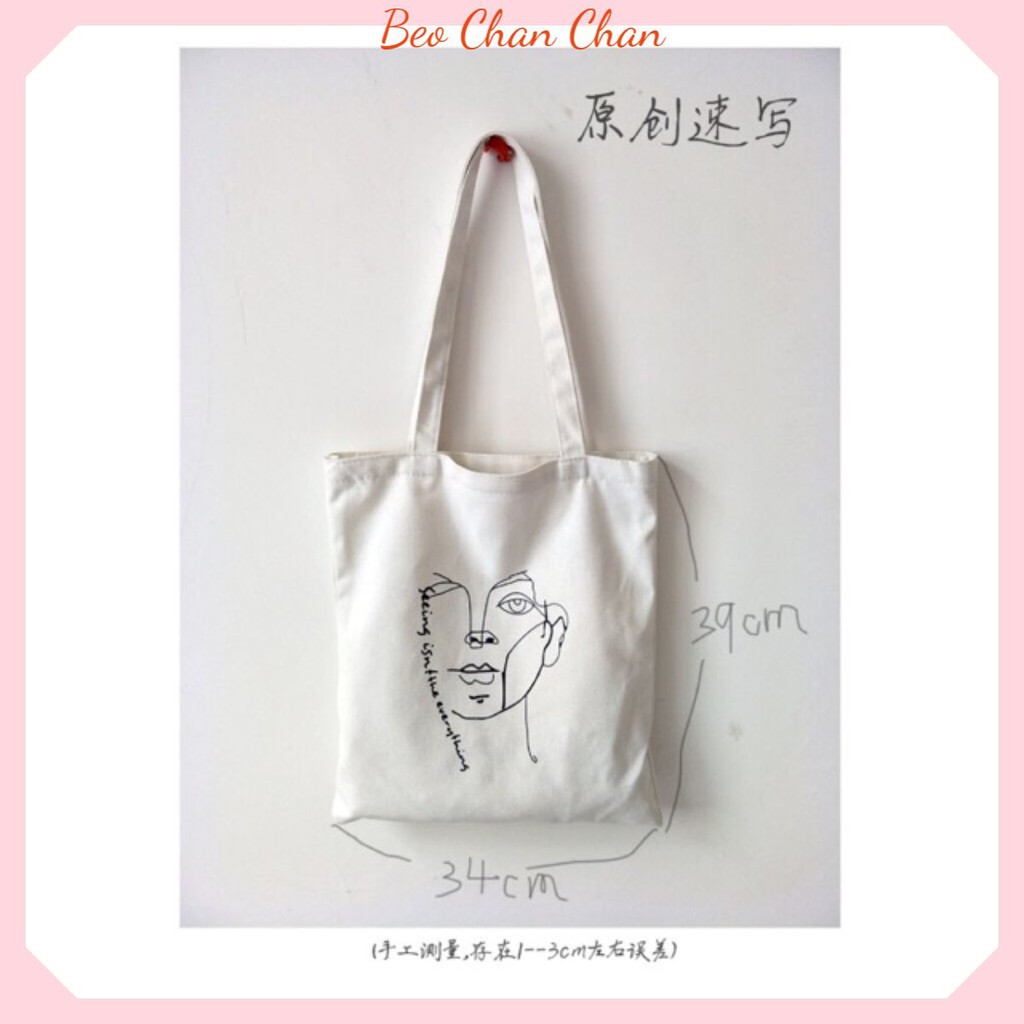 [Mã WB10KD giảm 10k đơnTÚI TOTE TRẮNG TÚI VẢI HÀN QUỐC , TÚI TOTE VẢI BỐ HÌNH MẶT NGƯỜI