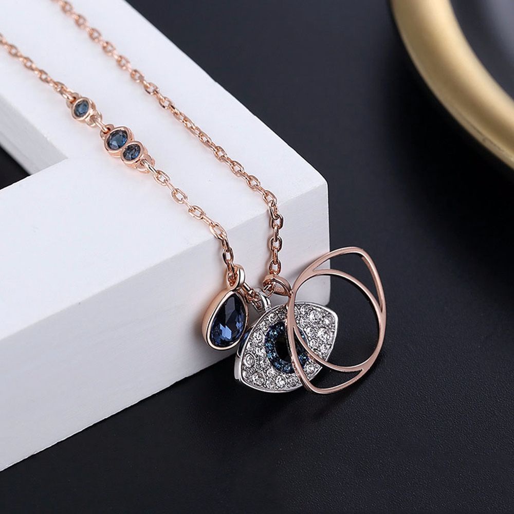 Aubrey Vòng cổ Mặt Hình Con Mắt Đính Kim Cương Giả Nhiều Màu Phong Cách Hàn Quốc Cổ Điển Cho Nữ