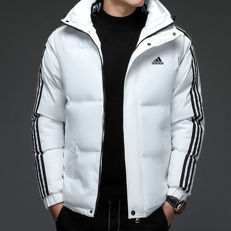 Áo Khoác Phao Adidas 100% Kẻ Sọc Có Mũ Trùm Thời Trang Mùa Đông Cho Nam Và Nữ