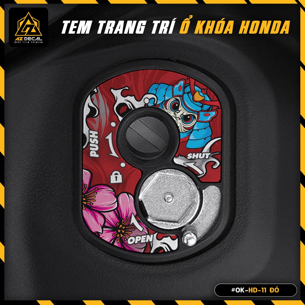 Tem Dán Ổ Khóa Cơ Honda Thiết Kế Samurai | OK-HD-11 | Decal Dán Ổ Khóa Xe Vision, SH, Wave, Winner, Air Blade, Winner X