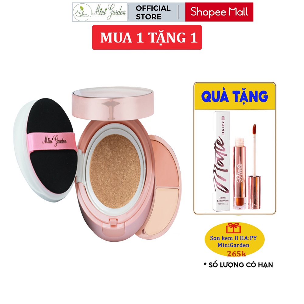 Phấn nước CC Cushion Mini Garden 3In1 SPF 40+ PA+++ tích hợp che khuyết điểm, má hồng