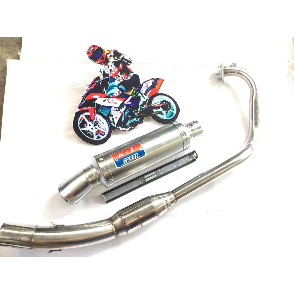 Pô K1 TRẮNG cổ bầu hơi inox exciter, winer, sonic, raider, satria, gsx, FZ, CBR, TFX, R15