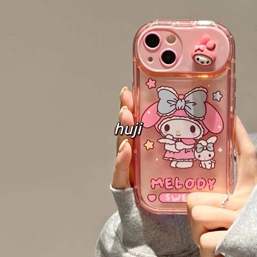 Ốp Điện Thoại Gắn Gương Hình Kuromi / Melody Tím / Hồng Cho iPhone 14 Pro Max 14 Plus 14 Pro 13 Pro Max 12 Pro Max 11 X XsMax Xr