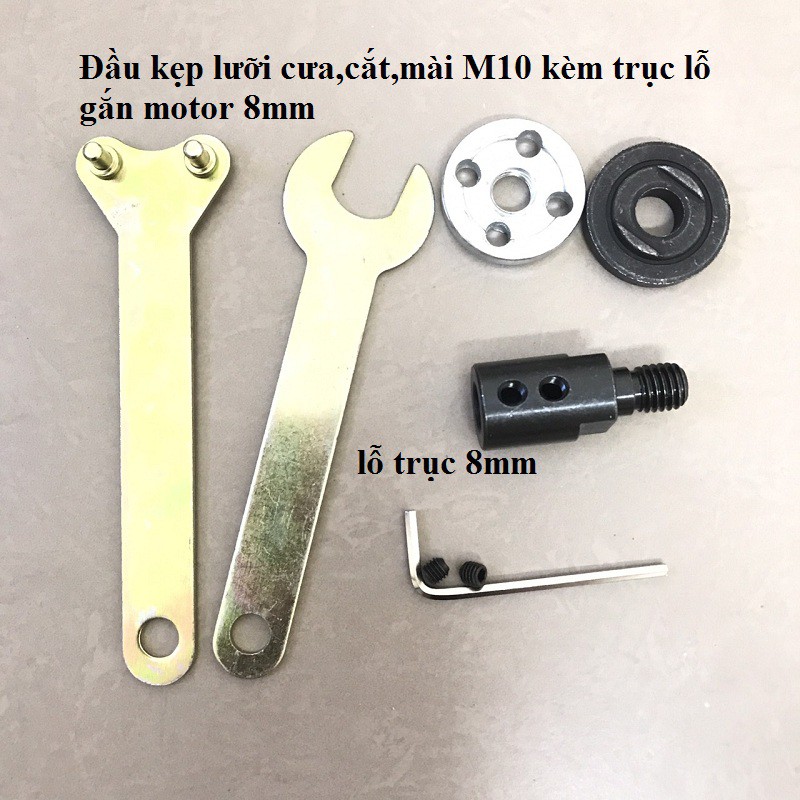 Bộ kẹp lưỡi cắt M10 lỗ trục 5mm,6mm,8mm,10mm,12mm,14mm dùng cho motor 775,895