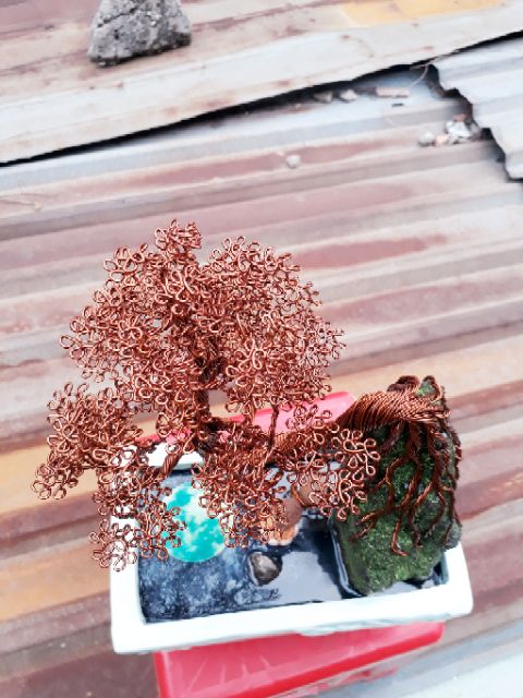 Cây bonsai handmade bằng dây đồng.