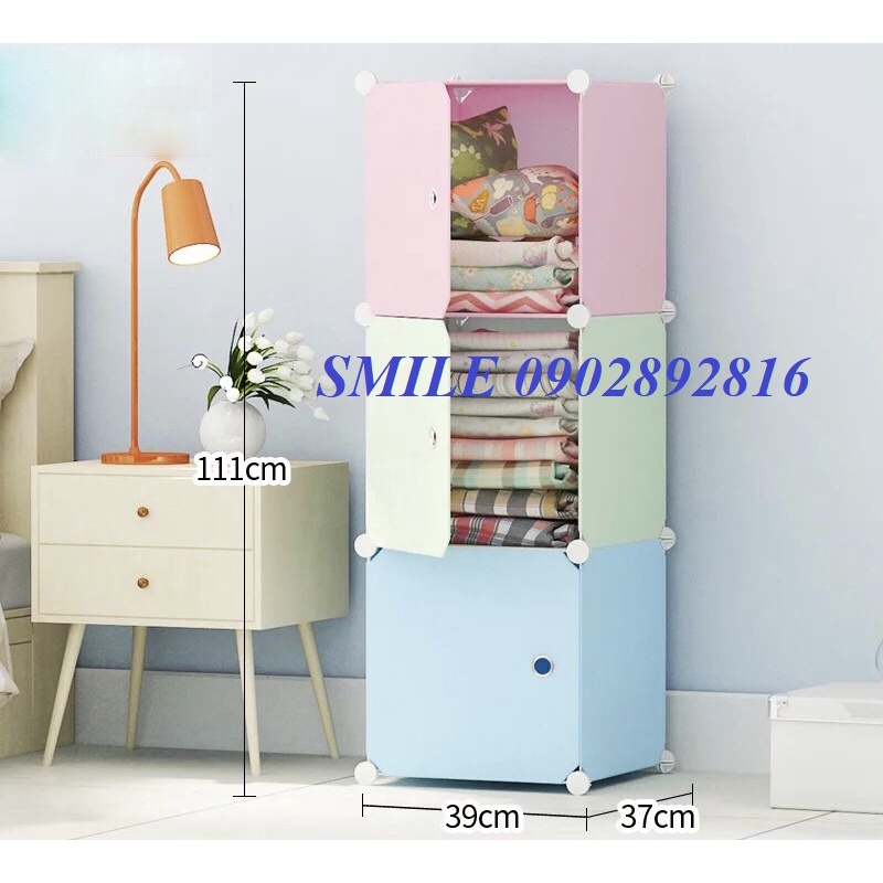 [TẶNG KÈM CHỐT] TỦ NHỰA LẮP GHÉP 3Ô ĐỰNG QUẦN ÁO, ĐỒ DÙNG CÁ NHÂN TIỆN LỢI