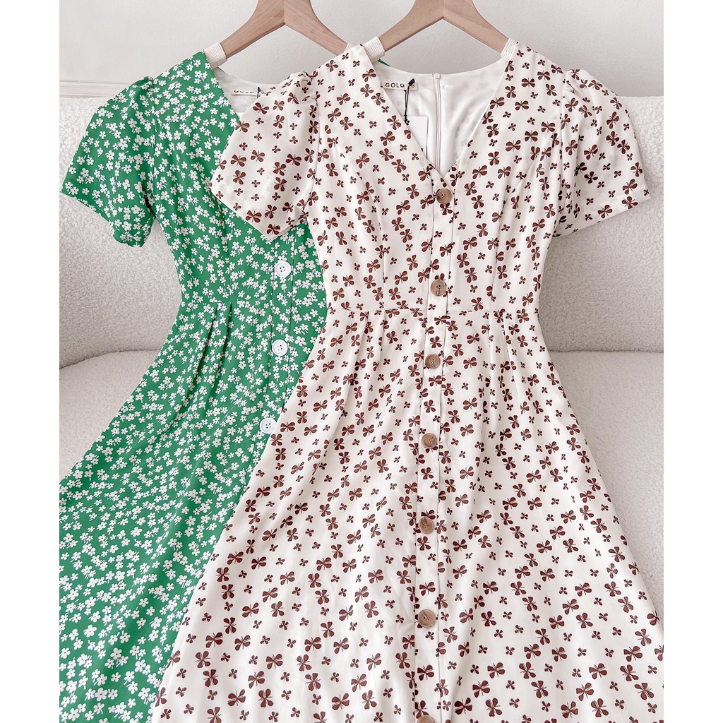 Đầm RAMI - Đầm cổ tim nẹp nút