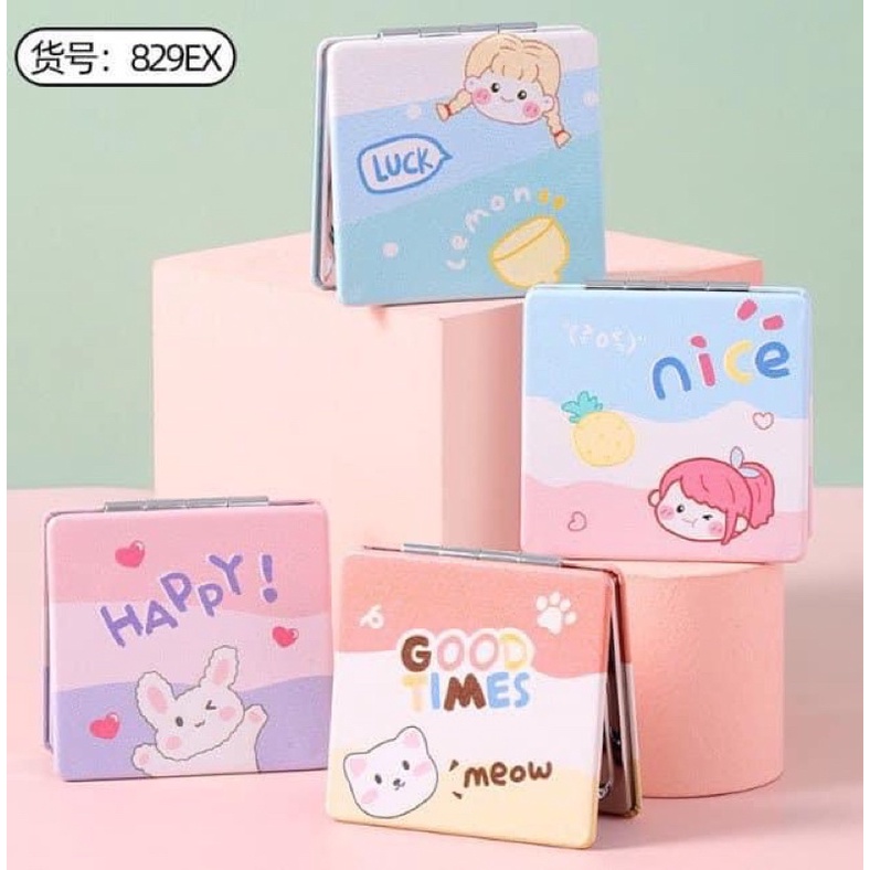 Gương 2 mặt dễ thương hình tròn, hình vuông