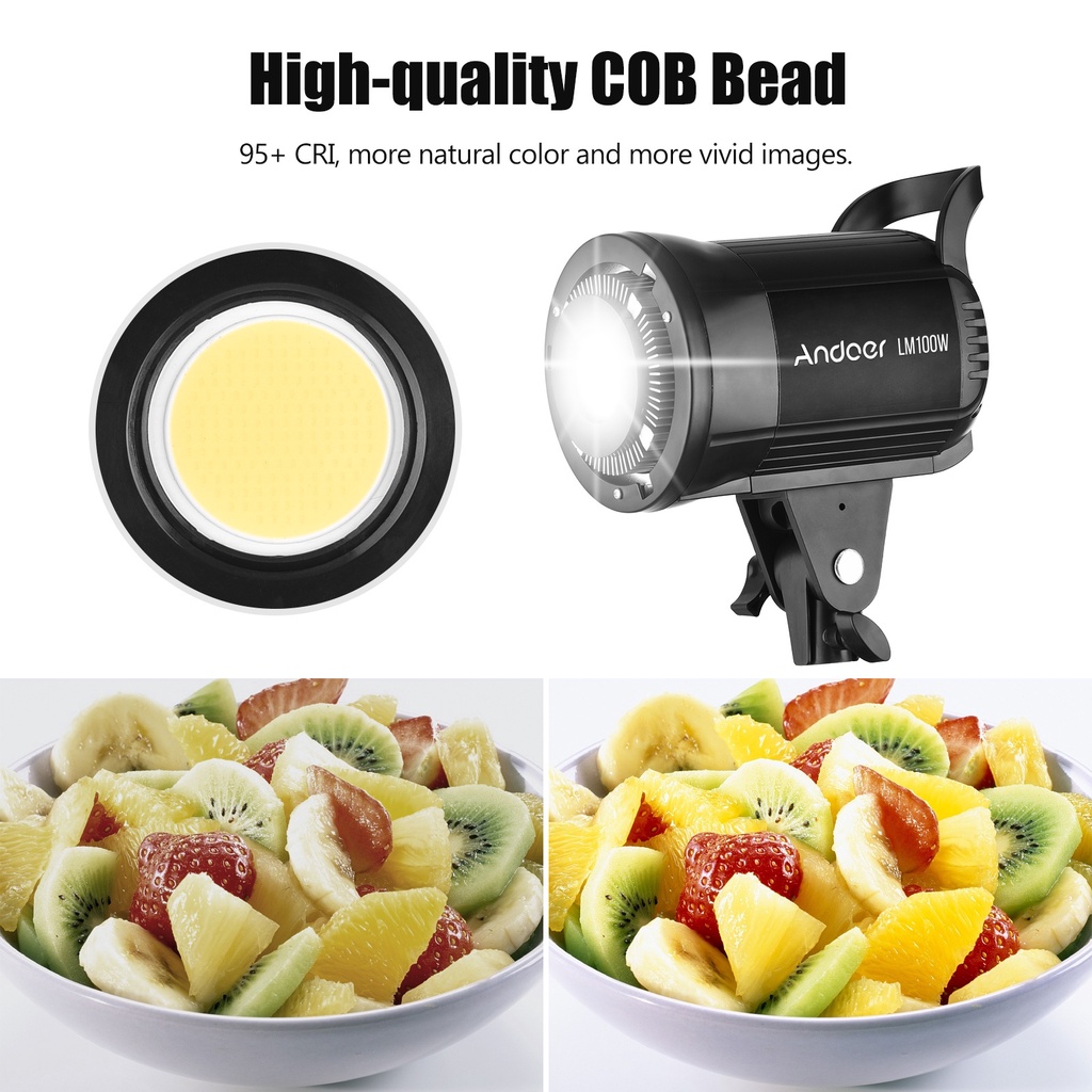 Đèn LED Chụp Ảnh Andoer LM100W 100W 5600K Điều Khiển Từ Xa
