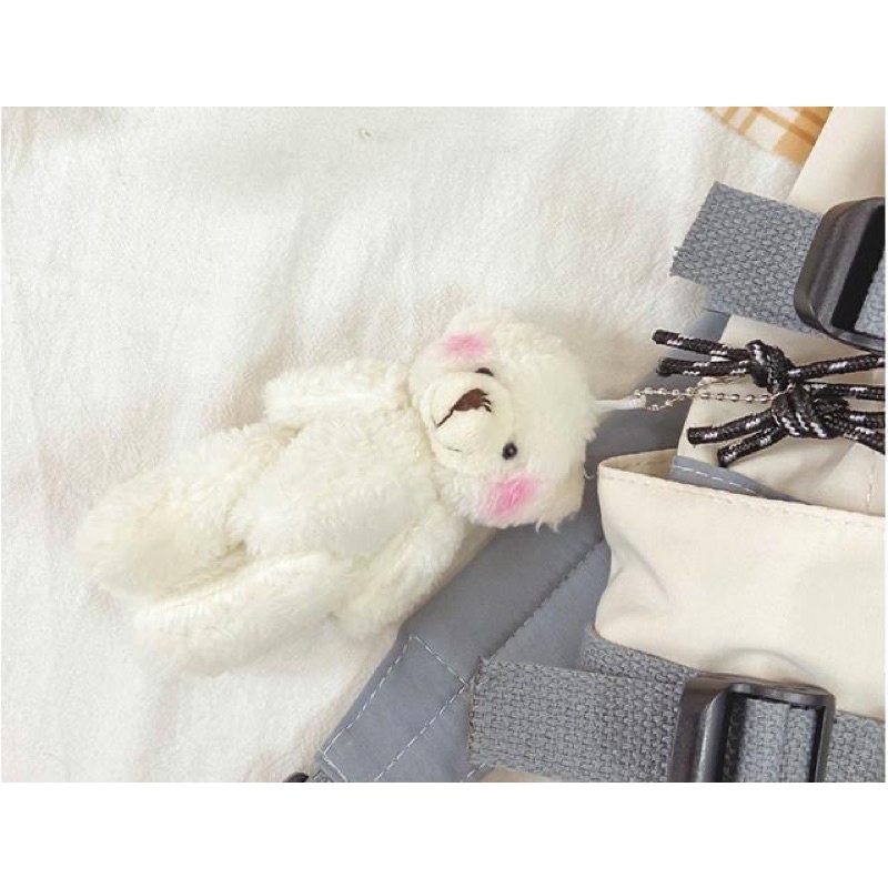 Balo trơn Sticker móc gấu