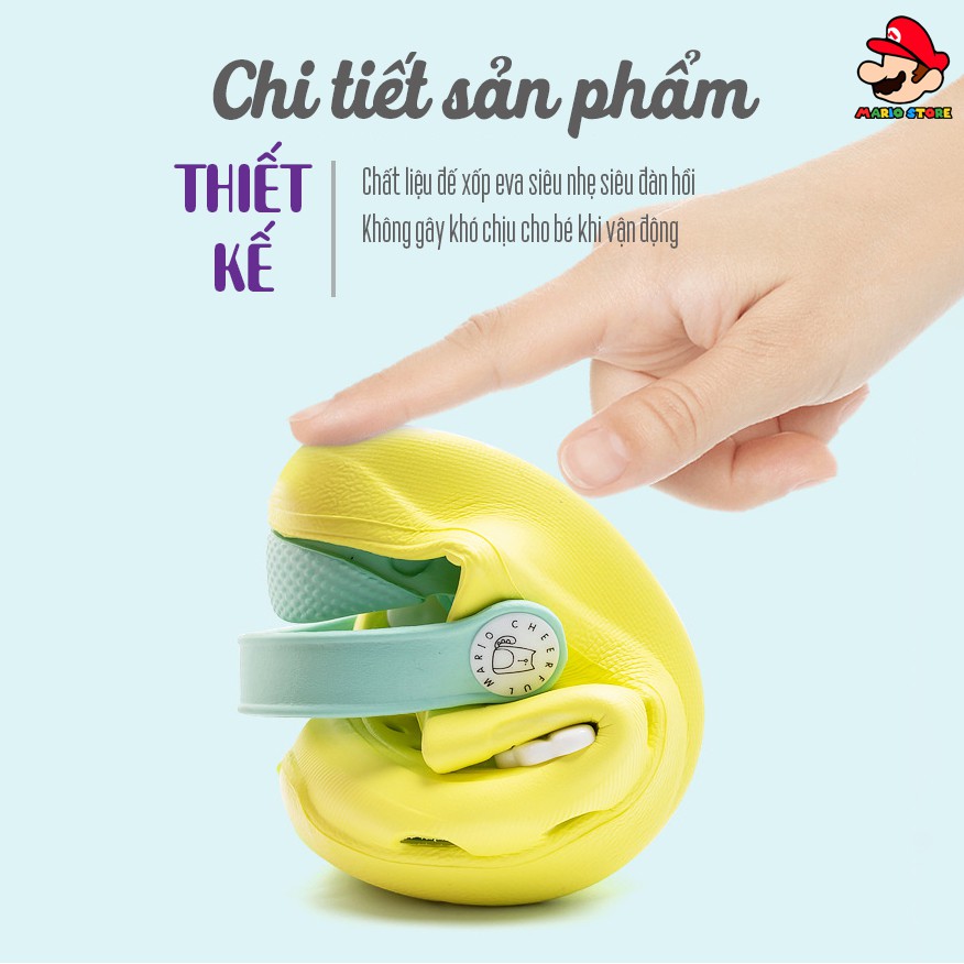 Dép sục cho bé MARIO sticker đáng yêu quai dép linh hoạt đế xốp mềm mại