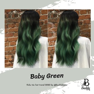 Thuốc nhuộm tóc baby green/green pastel/xanh rêu nhạt 💖 Freeship 💖 Thuốc nhuộm combo tặng tẩy + oxy buddyhairs