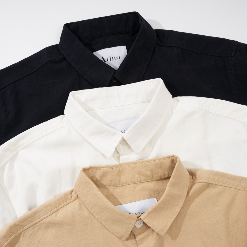 Áo Sơ Mi Cộc Tay Nam Trơn ATINO Vải 100% Cotton mềm mịn thoáng mát Form Regular SM3.4518