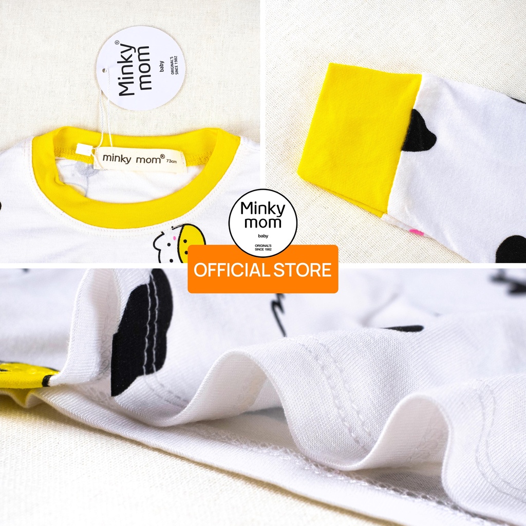 Bộ quần áo dài tay Minky mom trẻ em chất thun lạnh, quần áo trẻ em phối màu cho bé trai bé gái-V01