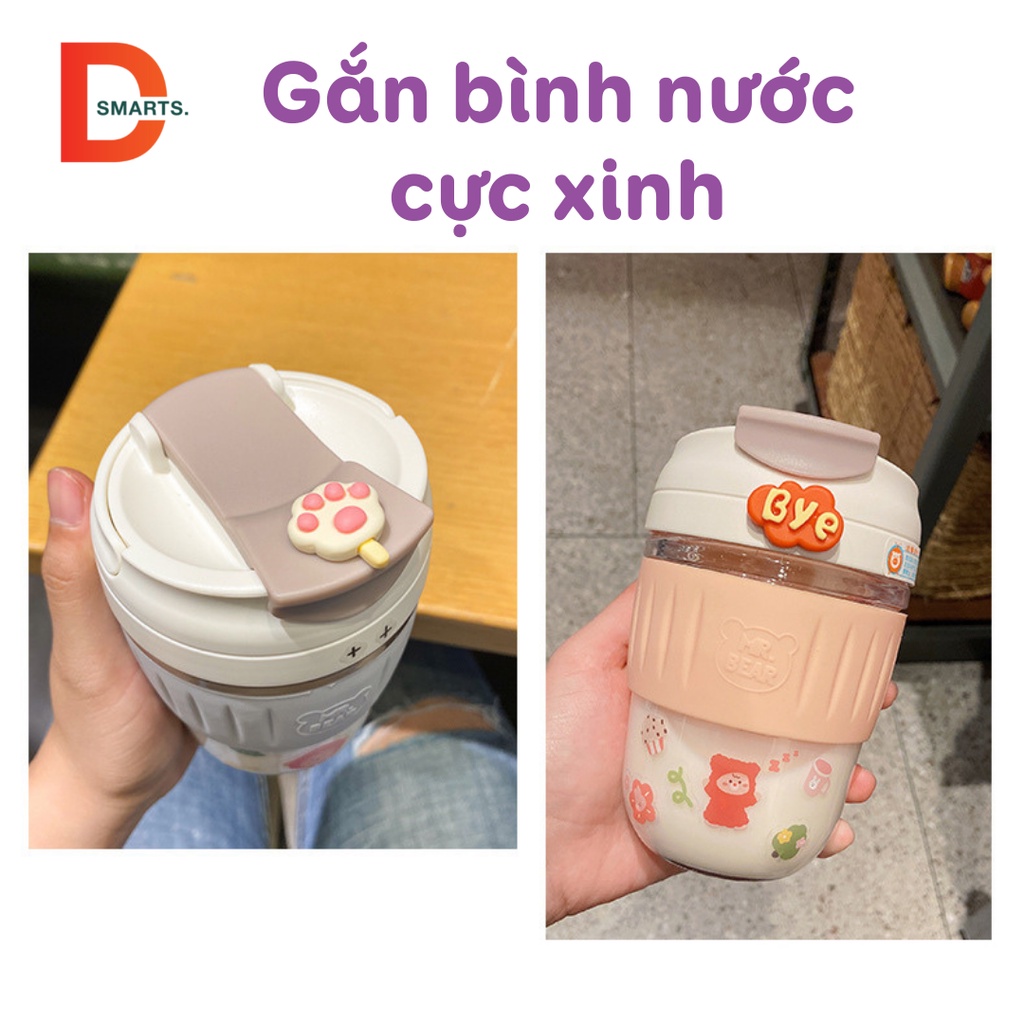 Set 4 Sticker 3D dễ thương trang trí bình nước, ốp điện thoại, mũ bảo hiểm, Hình dán nổi xinh xắn có sẵn keo, ngẫu nhiên