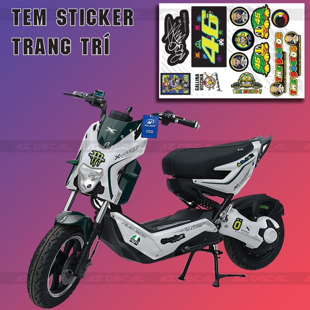 Set Sticker Dán Xe Chủ Đề Rossi | Trang Trí Xe Máy, Xe Điện, Nón Bảo Hiểm, Laptop, Điện Thoại