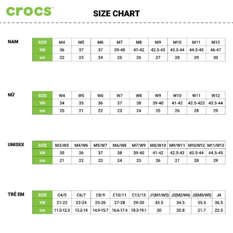Thanh lý dép Crocs các size lớn nhỏ