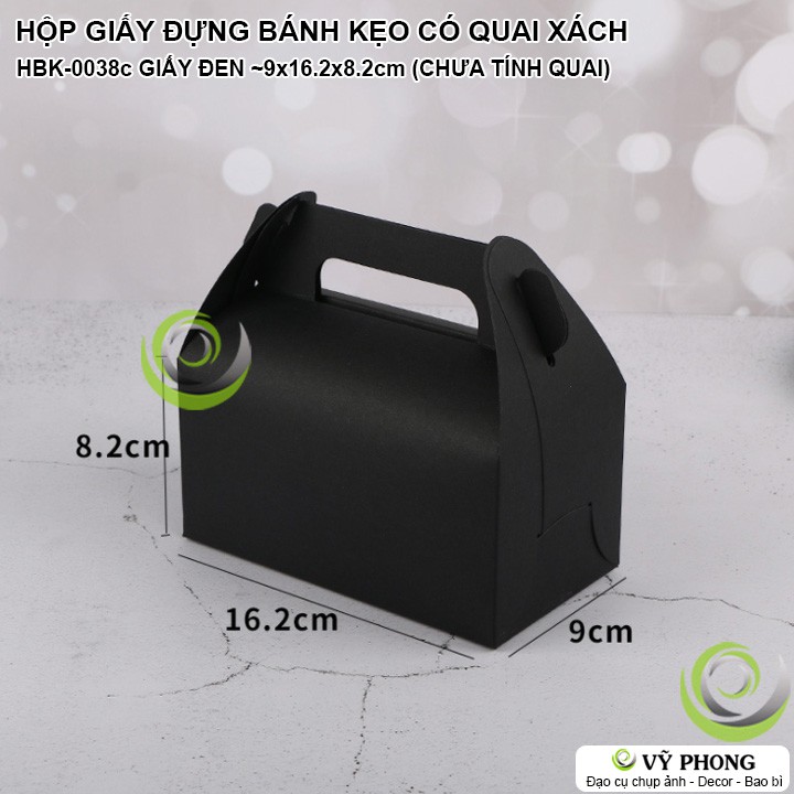 HỘP GIẤY ĐỰNG BÁNH KẸO GIẤY CRAFT / GIẤY TRẮNG MÀU CÓ QUAI XÁCH HỘP KRAFT ĐỰNG BÁNH KEM BÁNH CUỘN HBK-0038