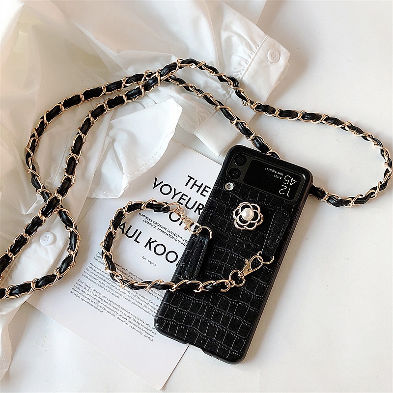 Bao Da Điện Thoại pu Họa Tiết Da Cá Sấu Cho samsung galaxy z flip 5 4 3 flip3 flip4 zflip5 5g Ốp