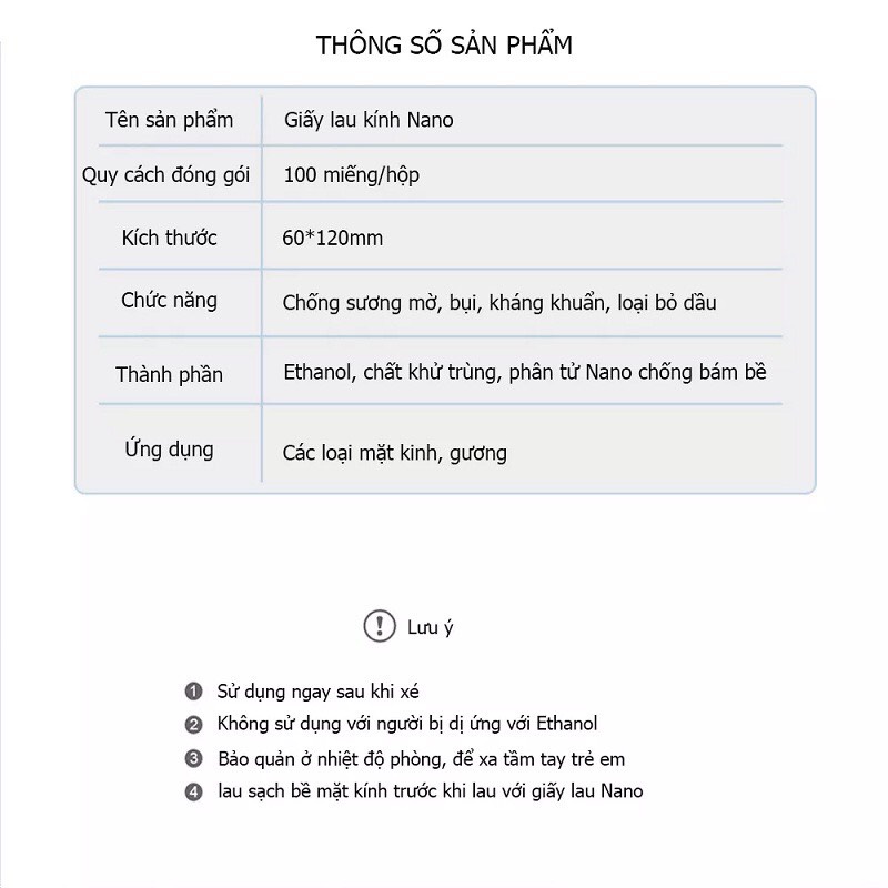 Miếng Khăn Giấy Lau Kính Nano Chống Mờ Sương, Vân Tay, Bụi Bám