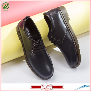 Giày boot nam ngắn cổ da trơn đen đế có khâu chắc chắn - m353-den