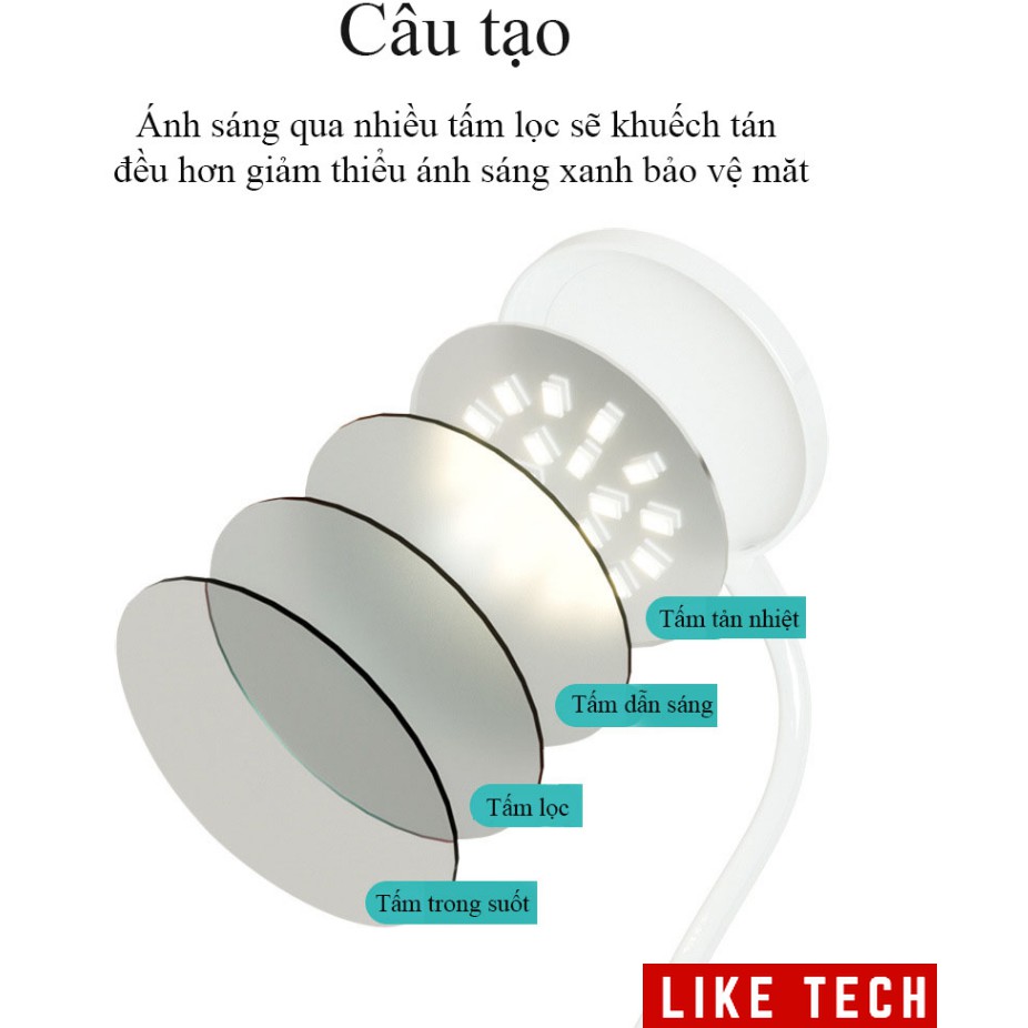 Đèn Bàn Học USB Di Động Cao Cấp Kẹp Bàn – 03 Mức Độ Ánh Sáng Vàng Bảo Vệ Mắt Chống Cận