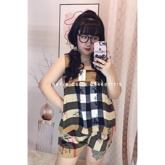𝐁𝐁𝐗𝐓•𝐁𝐢𝐠𝐬𝐢𝐳𝐞Bộ lụa 2 dây xếp ly ngực BIGSIZE [Ảnh thật mẫu béo]