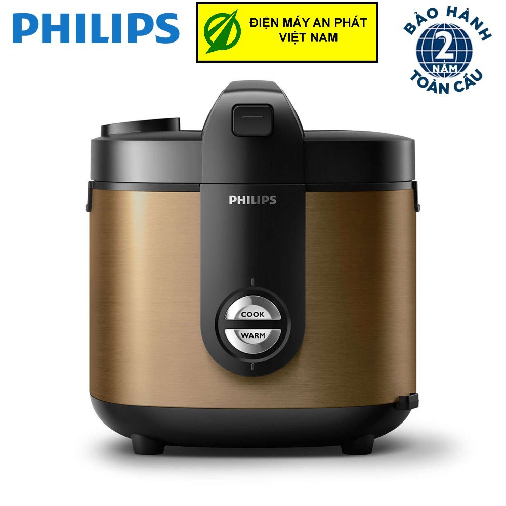 Nồi cơm điện nắp gài Philips HD3132/68 (Vàng Đồng) - Hàng Công ty- Bảo hành toàn quốc 2 năm tại các trung tâm bảo hành