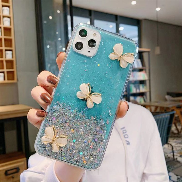 Samsung Galaxy A21 A01 A51 A71 A80 A70 A60 A50 A30 A20 A10 M40 M10 A30S A50S Bling 3D Butterfly Soft TPU Phone Case