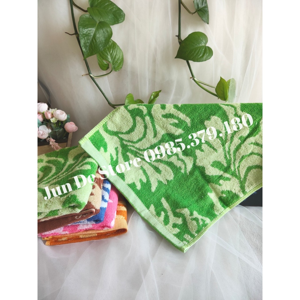 Khăn mặt cotton 30x50 Họa tiết hoa lá ♥️ DÀY DẶN ♥️ Thấm nước, màu xinh.