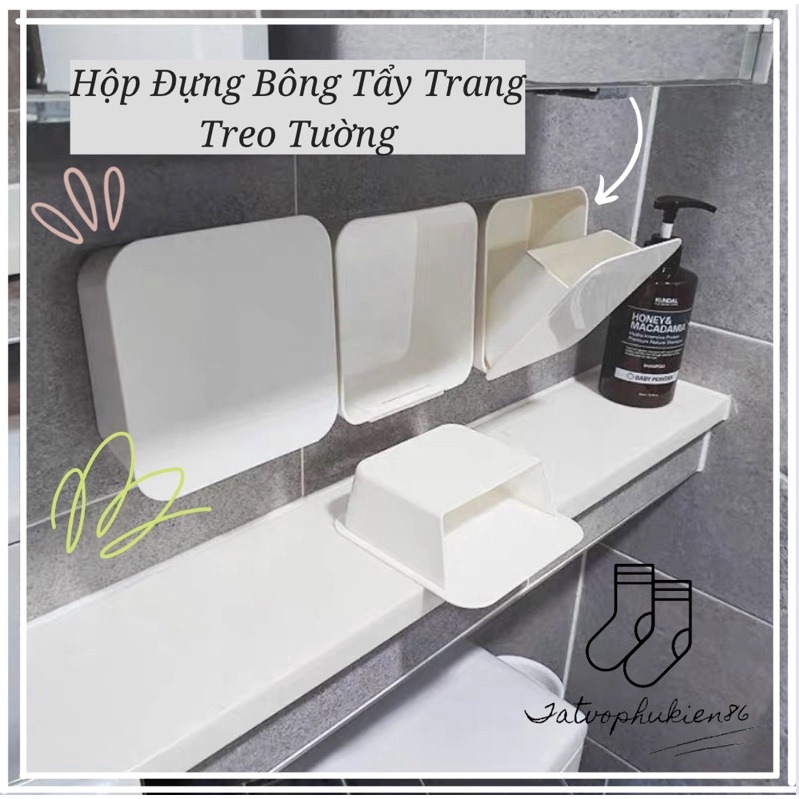 Hộp đựng bông tẩy trang -treo tường 01 FREESHIPHộp đựng tăm bông tiện dụng treo nhà tắm / nhà bếp / văn phòng 01