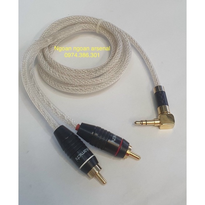 Dây 3.5 ra 2 AV (RCA) mạ bạc. Hàng thiết kế theo yêu cầu. Báo giá 1 sợi như ảnh