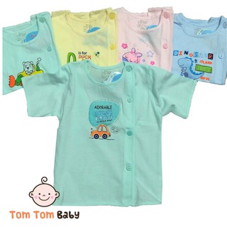 Áo sơ sinh Tay Ngắn Màu cài nút Lệch JOU, chất vải cotton 100% mềm, mịn, mát - hàng Việt Nam chất lượng