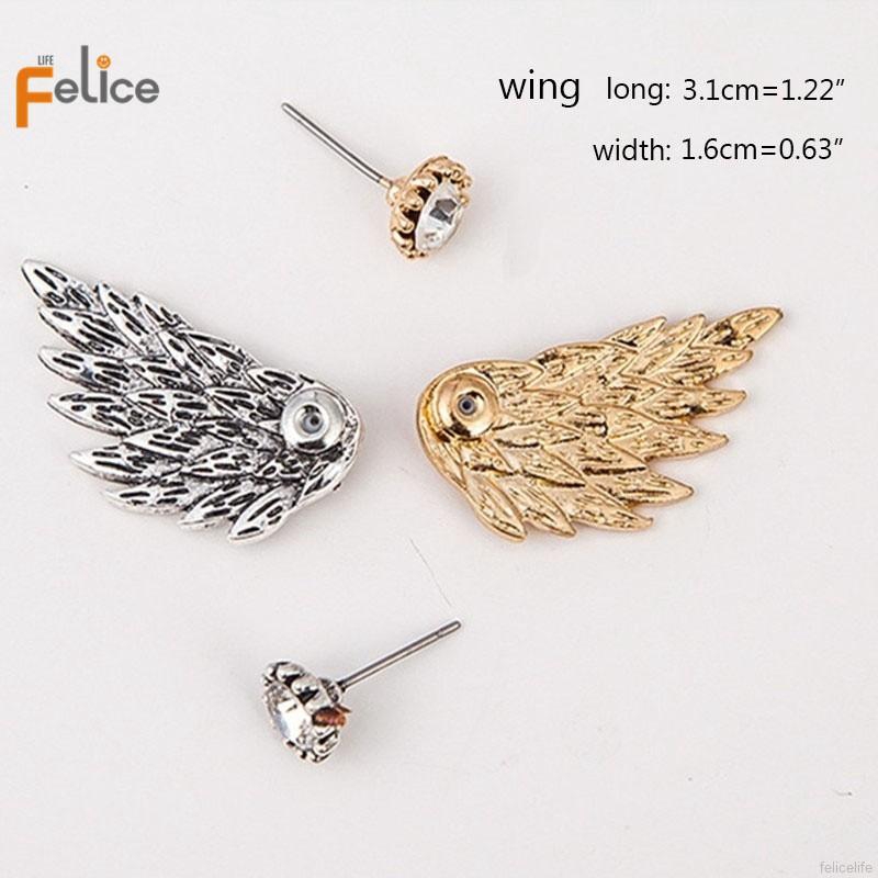 Khuyên tai hình cánh chim phối kim cương giả đầy độc đáo