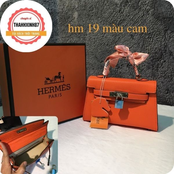 (siêu phẩm cao cấp ) túi hm mini kelly full box da lì kèm khăn