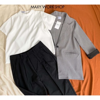 Áo blazer kiểu Hàn check blazer Maxy Workshop